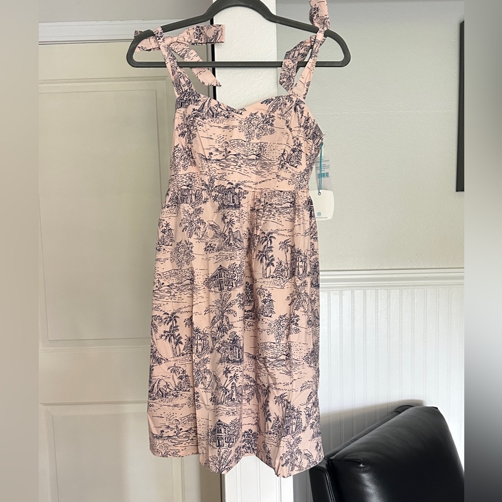 NWT Tori Richard Sketchbook Blush Mini Dress with pockets SZ: 8